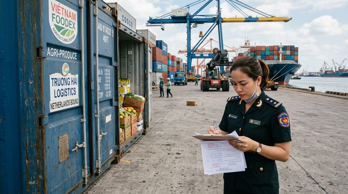 Hải quan kiểm tra container nông sản xuất khẩu