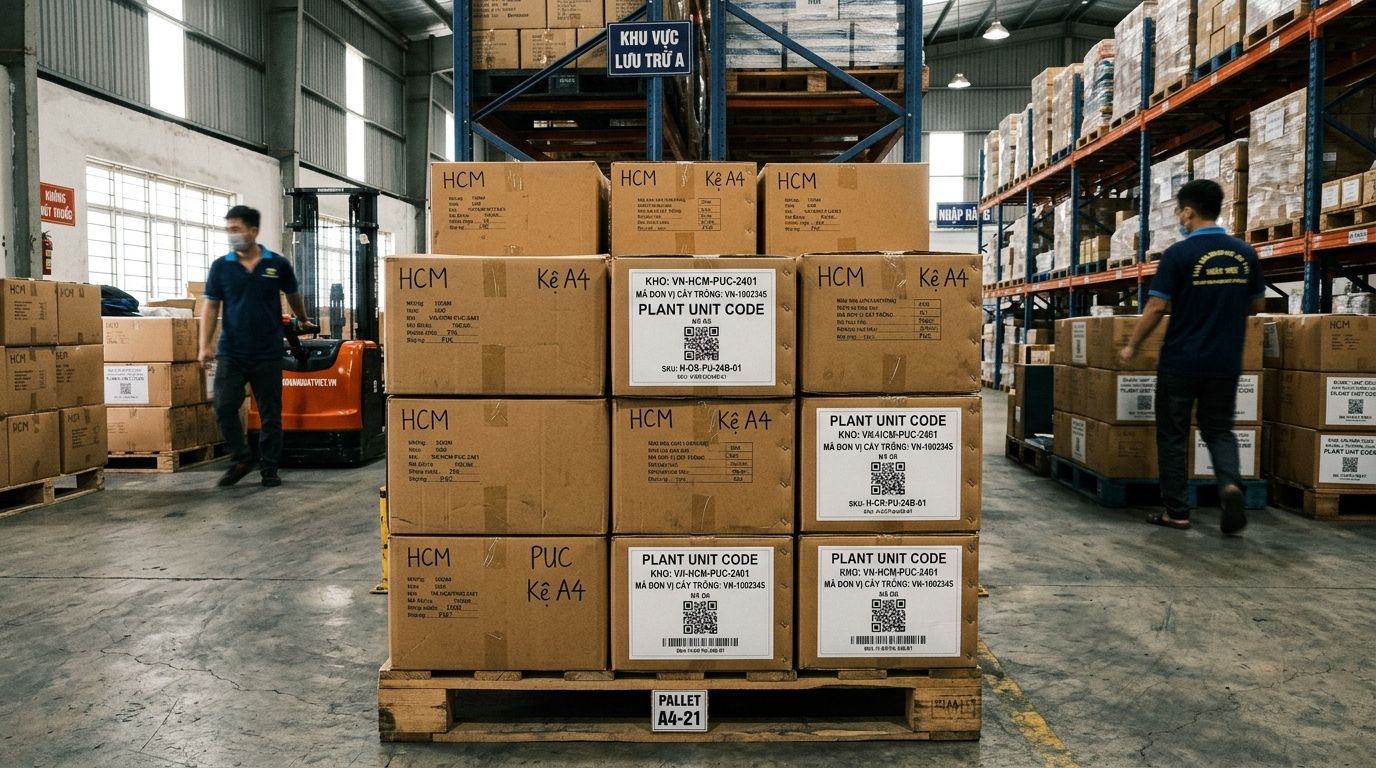 Thùng carton xuất khẩu in mã số vùng trồng PUC